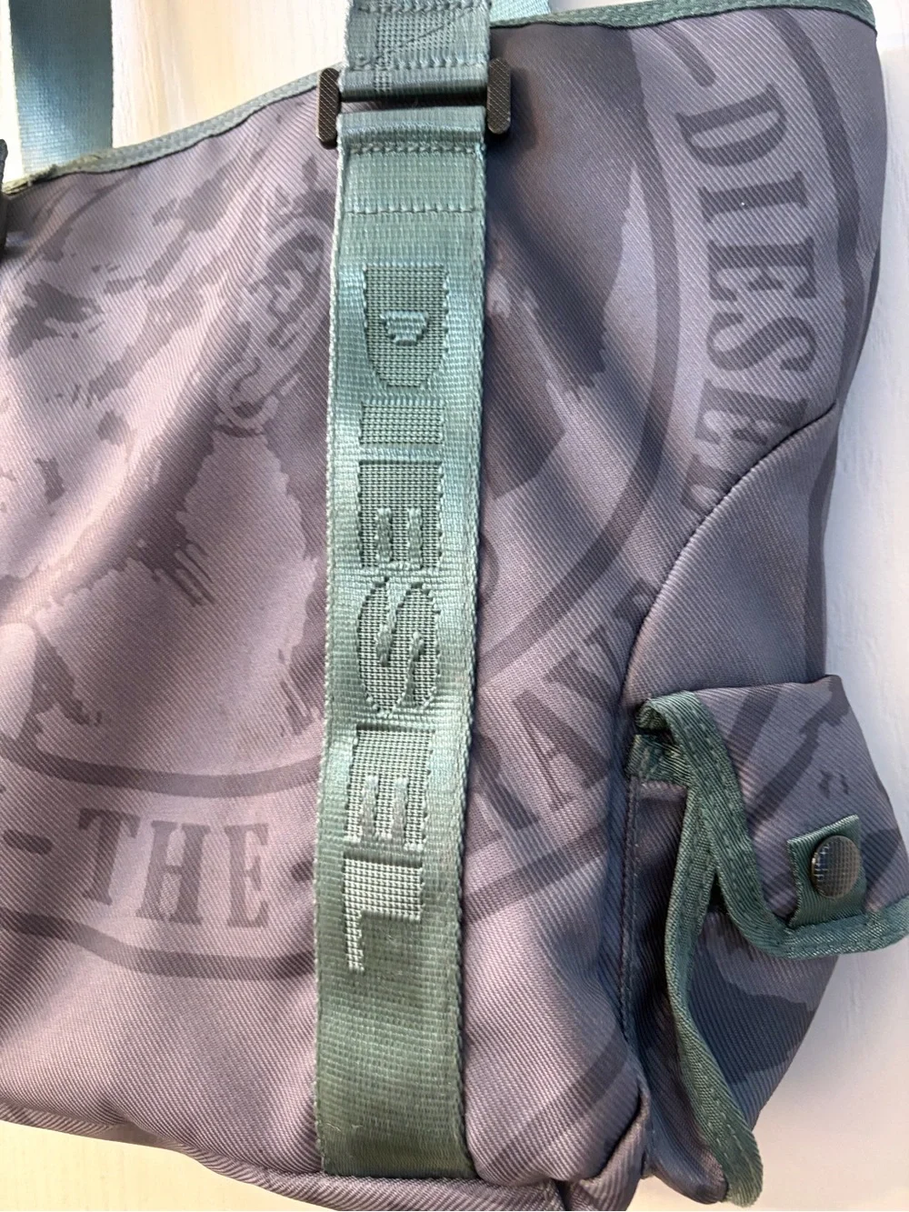 Vintage Y2K Diesel Utility Canvas Tote Green Cargo Shoulder Bag